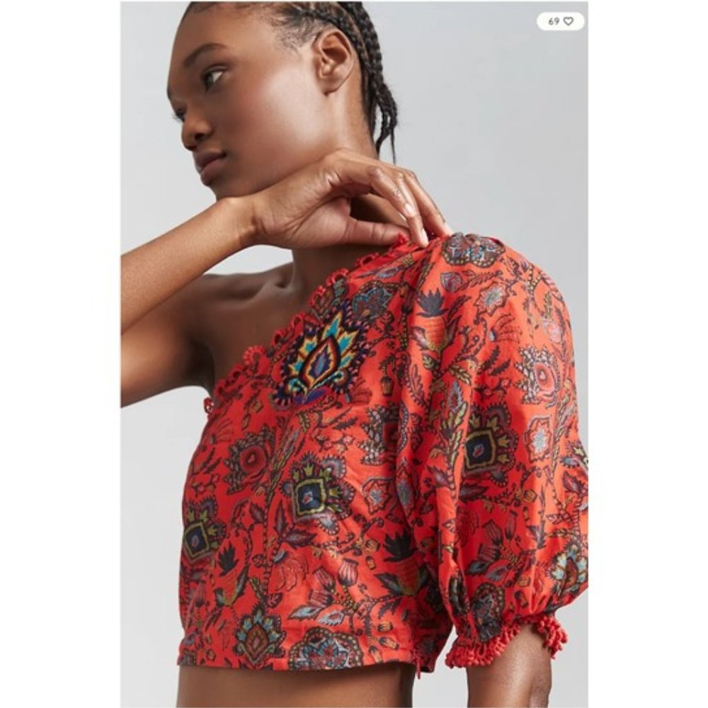 FARM Rio Red One-Shoulder Printed Crop Top - Picture 3 of 5